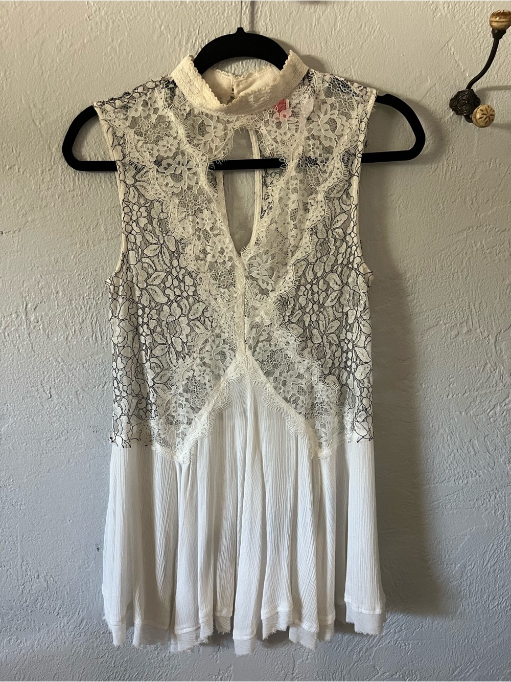 Chelsea & Violet White Lace High-Neck Mini Dress